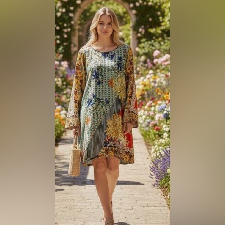 Nwt $388 Johnny Was Xl Silk Dress